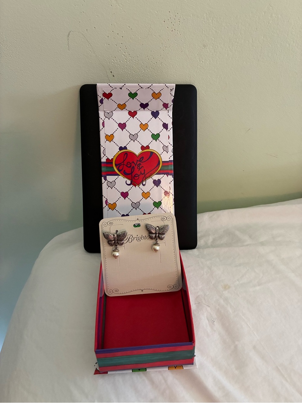 Brighton Silver Butterfly Earrings with Pearl Drops
